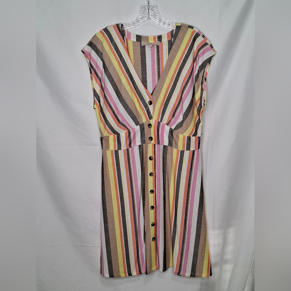 Loft Striped Sleeveless Button Front  Dress Size 12